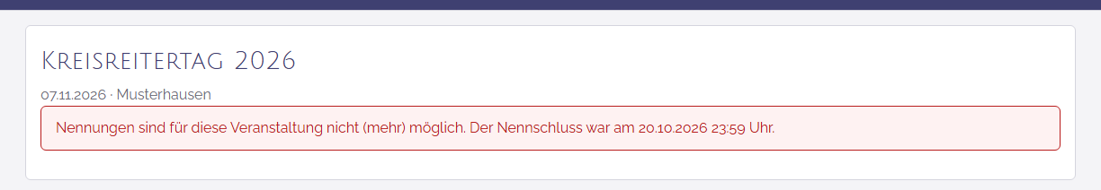 Nach dem Nennschluss nimmt das Formular keine Nennungen mehr an.