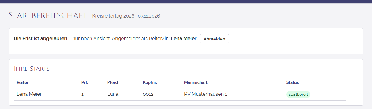 Nach Ablauf der Frist: nur noch Ansicht, keine Knöpfe mehr.